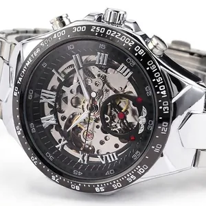 Reloj automático WINNER para hombre con esfera de esqueleto de acero inoxidable