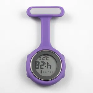Purple silicone digital nurse fob watch with medical pin attachment for nursing