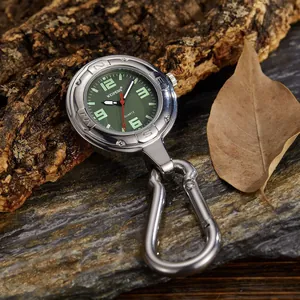 Outdoor Karabiner Uhr Schlüsselanhänger Quarz Uhr Leuchtende Kompass Lünette Hängen Taschenuhr Für Rucksack Klettern Herren Damen Taktische Ausrüstung