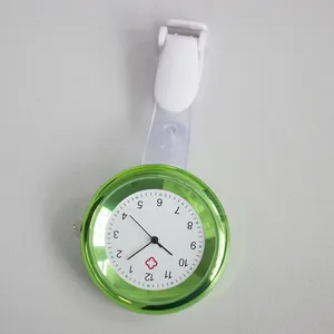 Fashionable green quartz nurse fob watch with white clip-on strap for medical staff