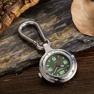 Leuchtende Karabineruhr mit grünem Zifferblatt und Quarzwerk für Outdoor