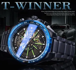 Dettaglio dell'orologio meccanico automatico T-Winner con quadrante scheletrato