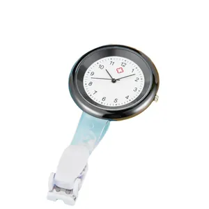 Professional quartz nurse fob watch with clip-on design and clear white analog dial