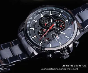 Gros plan du cadran de la montre mécanique Forsining avec plusieurs sous-cadrans