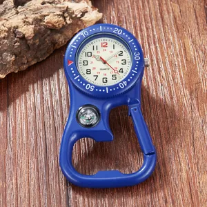 Blaue multifunktionale Karabineruhr mit Kompass und Flaschenöffner für Outdoor-Wandern
