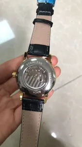 Detailed view of Forsining automatic mechanical watch back with genuine leather strap