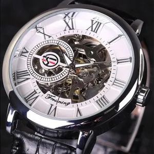 Orologio meccanico automatico Forsining da uomo con cassa argento e numeri romani