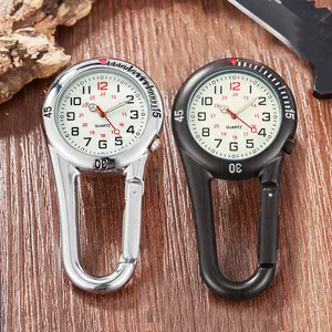 Tragbare Legierung Karabiner Uhr Leuchtzifferblatt Multifunktionale Quarz Taschenuhr Für Wandern Camping Outdoor Hängen Clip Haken Uhr