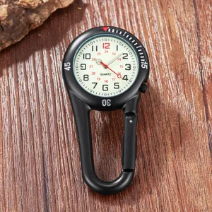 Robuste schwarze Karabineruhr aus Legierung mit Leuchtzifferblatt für Wanderungen und Outdoor