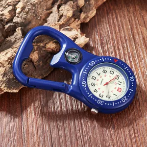 Multifunktionale blaue Karabineruhr mit Kompass und Flaschenöffner für Outdoor-Sport