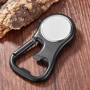Multifunktionale schwarze Karabineruhr mit Flaschenöffner für Outdoor-Sportarten