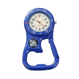 Multifunktionaler blauer Karabiner-Uhr mit integriertem Kompass und Flaschenöffner