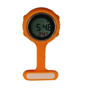Orange silicone digital nurse fob watch with night light for medical professionals