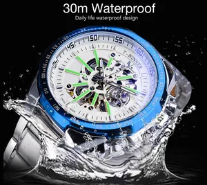 Orologio meccanico automatico T-Winner skeleton, impermeabile 30m, dettaglio schizzi