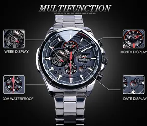 Montre mécanique automatique Forsining pour hommes avec affichage multifonction