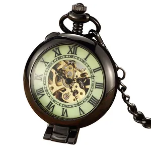 Montre à gousset mécanique squelette vintage avec boîtier double clapet et chiffres romains
