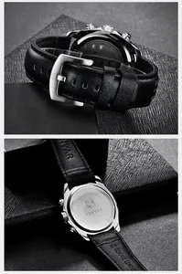 Detailaufnahme der Benyar Quarzuhr mit Edelstahlboden und echtem Lederarmband