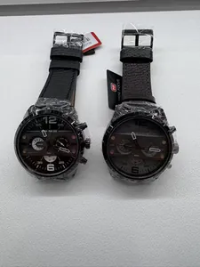Detailed view of MINI FOCUS men's multi-function quartz watches with black leather straps