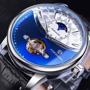 FORSINING automatic mechanical men's watch with moon phase and leather strap