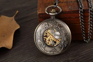 Detailed macro view of bronze vintage mechanical pocket watch with skeleton gears