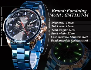 Dimensions et affichage lumineux de la montre automatique Forsining pour hommes