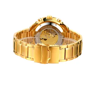 Vista posteriore dettagliata dell'orologio meccanico automatico vintage da uomo