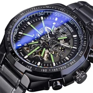 Orologio meccanico T-Winner da uomo con quadrante scheletrato e cinturino nero