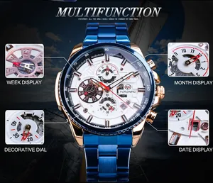 Nahaufnahme der automatischen Forsining Herrenuhr mit Multifunktions-Zifferblättern