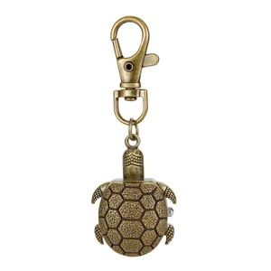 Vintage Cartoon Schildkröte Taschenuhr Schlüsselanhänger Quarz Legierung Antik Schildpatt Muster Anhänger Uhr Für Herren Damen Geschenk