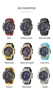 Affichage détaillé en grille 3x3 des montres de sport tactiques SMAEL en neuf couleurs vibrantes