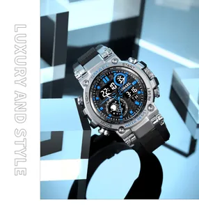 Montre numérique tactique SMAEL avec double affichage et boîtier étanche en alliage