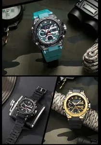 SMAEL men's waterproof sports watch with rugged alloy case and luminous dual display