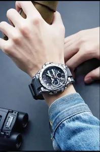 Close-up of SMAEL men's waterproof sports watch with alloy case on wrist