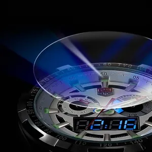 TVG men's dual display sports watch with luminous hands and digital alarm function