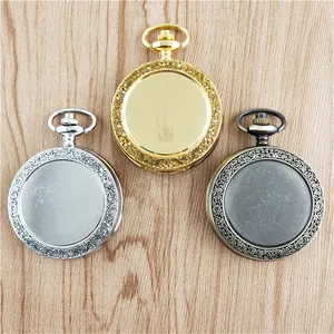 Pendente Testa per Orologio da Taschino DIY Vintage con Catena Lega Intagliata Floreale Custodia per Orologio Accessori