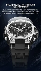 Sanda men's military sport watch with acrylic mirror surface and 50M water resistance.