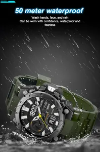 Close-up of SMAEL waterproof sports watch for men with 50m water resistance