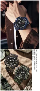 Détail de la montre de sport SMAEL camouflage tactique étanche avec cadrans numériques