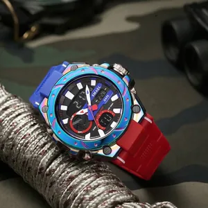 SMAEL men's sports watch featuring a colorful gradient alloy case and dual digital display