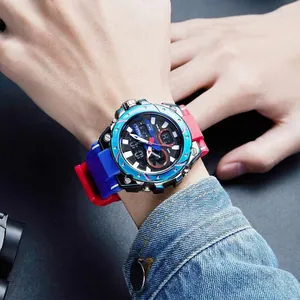 SMAEL men's sport watch with colorful gradient alloy case and luminous dual display