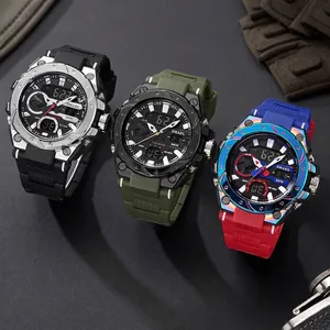 SMAEL men's waterproof digital sports watch with luminous dial and gradient alloy case