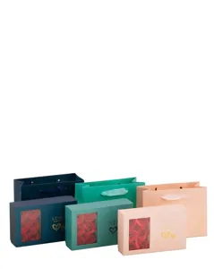 Elegant set of 6 red soap roses in a jewelry gift box with matching colored shopping bag