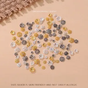 925 Sterling silver flower bead caps and spacers for DIY jewelry making in multiple finishes