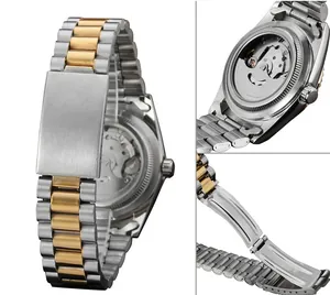 Vista dettagliata del fondello trasparente di un orologio meccanico automatico da uomo