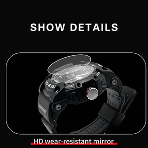 Macro detail of SMAEL outdoor sports watch featuring an HD wear-resistant crystal mirror.