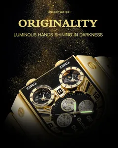 Reloj de lujo para hombre Oulm en oro con múltiples zonas horarias y agujas luminosas