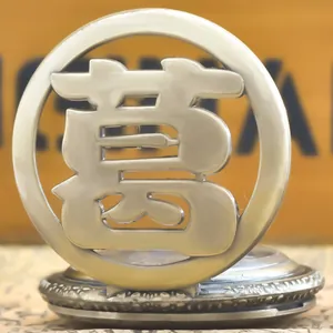 Close-up of silver vintage pocket watch featuring a cutout Chinese surname character Ge