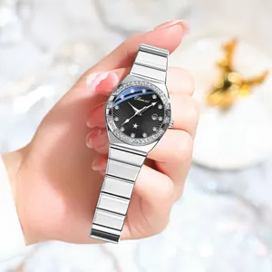 Elegant Chenxi women's silver quartz watch with rhinestone dial and stainless steel band