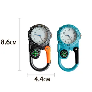 Dimensions détaillées de la montre mousqueton avec boussole pour sports de plein air