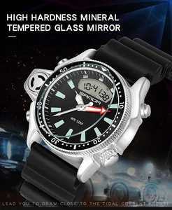 Dettaglio dell'orologio sportivo Sanda con vetro minerale temperato ad alta durezza.